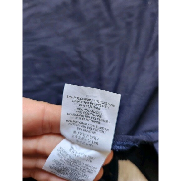 J. Crew Ruched V Neck One Piece Swimsuit Lined Stretch Navy Blue Sz 2 - Picture 8 of 10